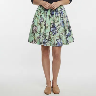 Pre-owned Alice And Olivia Green Floral Print Cotton Flared Tania Mini Skirt Xs