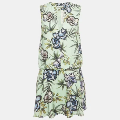 Pre-owned Alice And Olivia Green Floral Print Crepe Mini Dress M