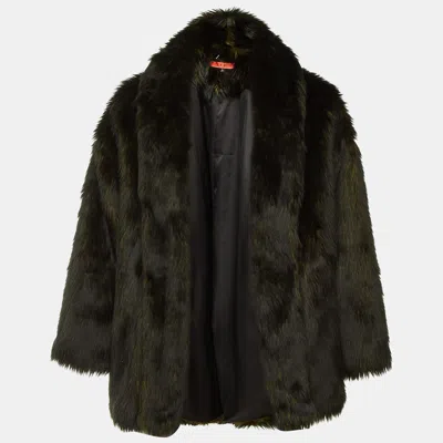 Pre-owned Alice And Olivia Green/black Faux Fur Oversized Jacket M