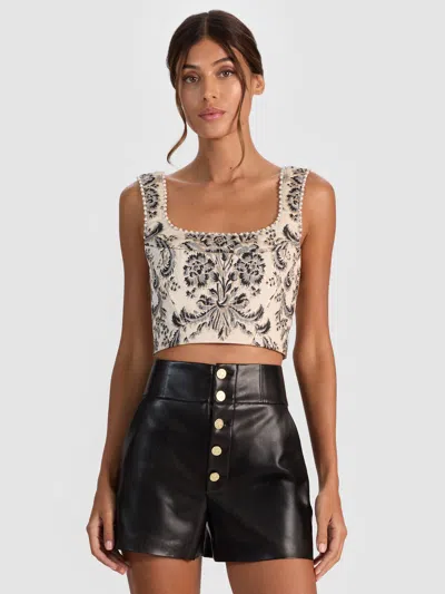 Alice And Olivia Guinevere Embellished Bustier In Multi