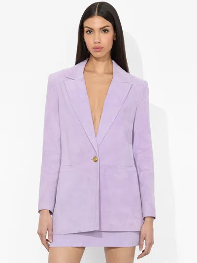 Alice And Olivia Hadlie Suede Blazer In Purple