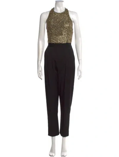 Pre-owned Alice And Olivia Halterneck Jumpsuit In Black