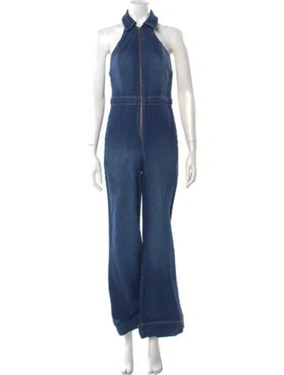 Pre-owned Alice And Olivia Halterneck Jumpsuit In Blue