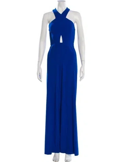 Pre-owned Alice And Olivia Halterneck Jumpsuit In Blue