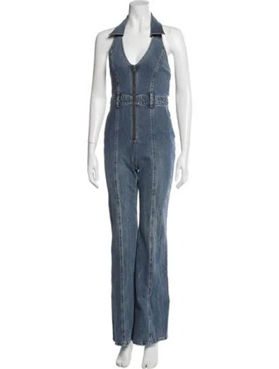 Pre-owned Alice And Olivia Halterneck Jumpsuit In Blue