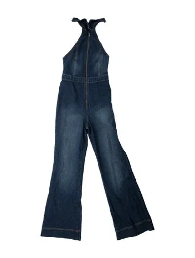Pre-owned Alice And Olivia Halterneck Jumpsuit In Blue