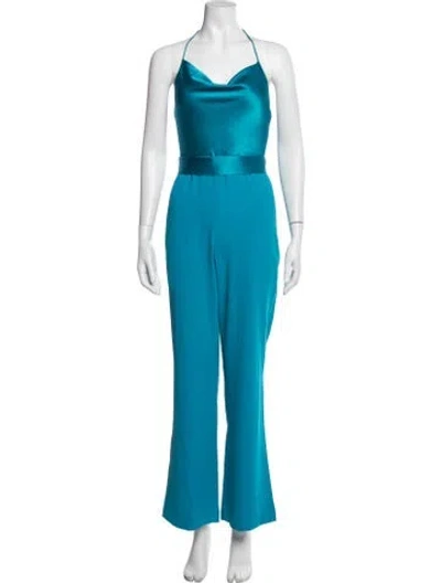 Pre-owned Alice And Olivia Halterneck Jumpsuit In Blue