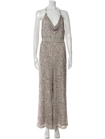 Pre-owned Alice And Olivia Halterneck Jumpsuit In Gray
