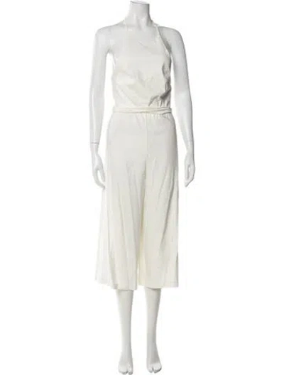 Pre-owned Alice And Olivia Halterneck Jumpsuit In Neutrals