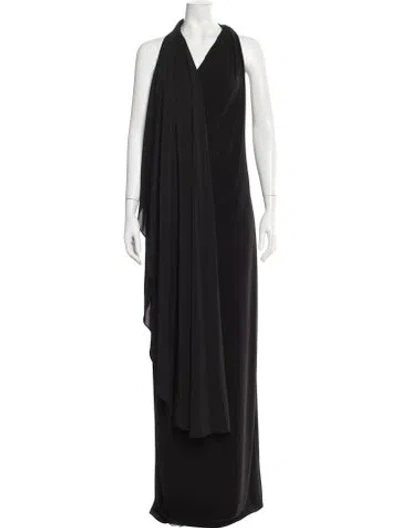 Pre-owned Alice And Olivia Halterneck Long Dress In Black