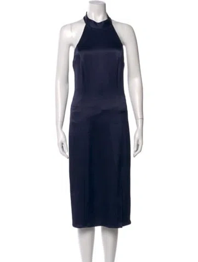 Pre-owned Alice And Olivia Halterneck Midi Length Dress In Blue