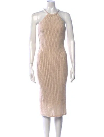 Pre-owned Alice And Olivia Halterneck Midi Length Dress W/ Tags In Neutrals