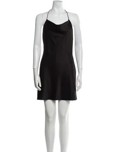Pre-owned Alice And Olivia Halterneck Mini Dress In Black