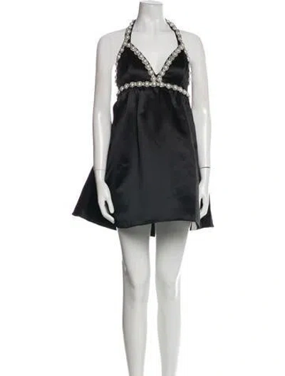 Pre-owned Alice And Olivia Halterneck Mini Dress In Black