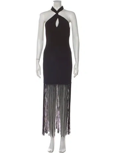 Pre-owned Alice And Olivia Halterneck Mini Dress In Black