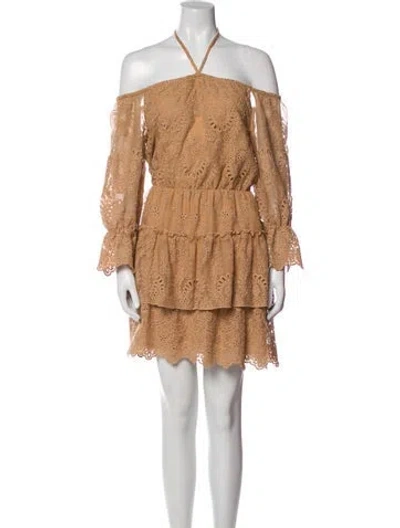 Pre-owned Alice And Olivia Halterneck Mini Dress In Neutral