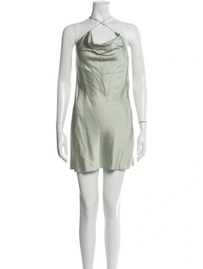 Pre-owned Alice And Olivia Halterneck Mini Dress W/ Tags In Green