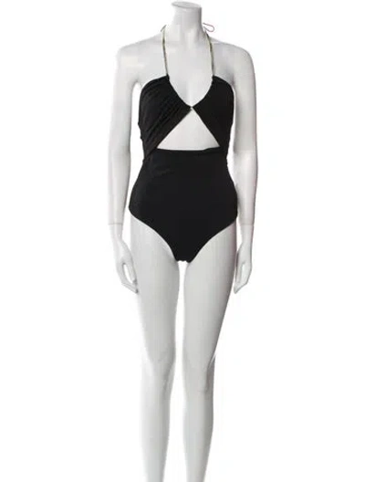 Pre-owned Alice And Olivia Halterneck Sleeveless Bodysuit In Black