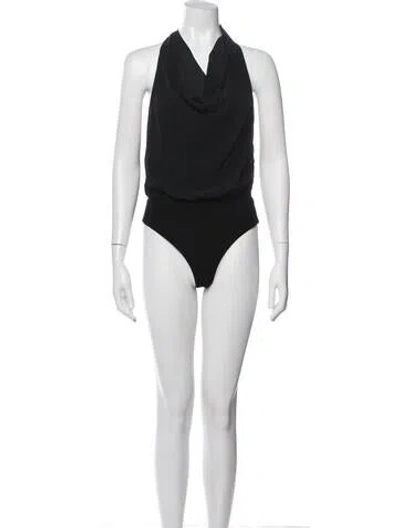 Pre-owned Alice And Olivia Halterneck Sleeveless Bodysuit In Black