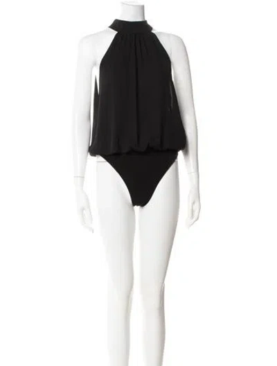 Pre-owned Alice And Olivia Halterneck Sleeveless Bodysuit In Black
