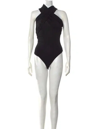 Pre-owned Alice And Olivia Halterneck Sleeveless Bodysuit In Black