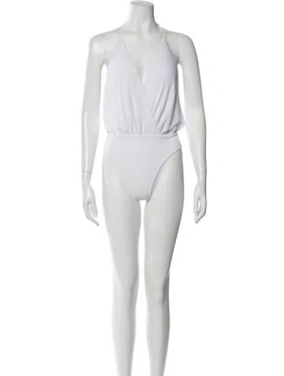 Pre-owned Alice And Olivia Halterneck Sleeveless Bodysuit In Neutral