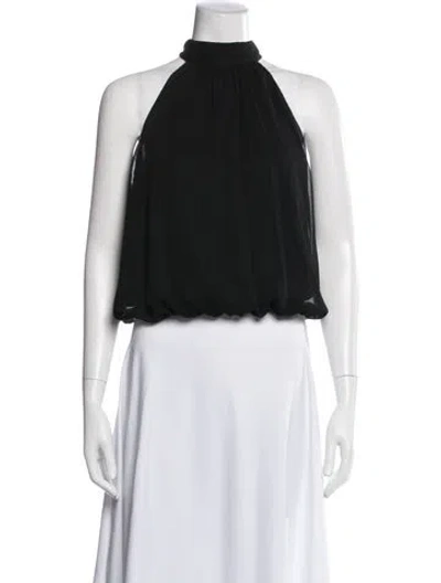 Pre-owned Alice And Olivia Halterneck Sleeveless Crop Top In Black