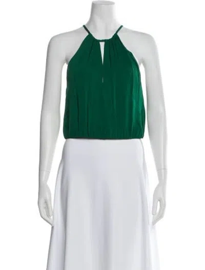Pre-owned Alice And Olivia Halterneck Sleeveless Crop Top In Green