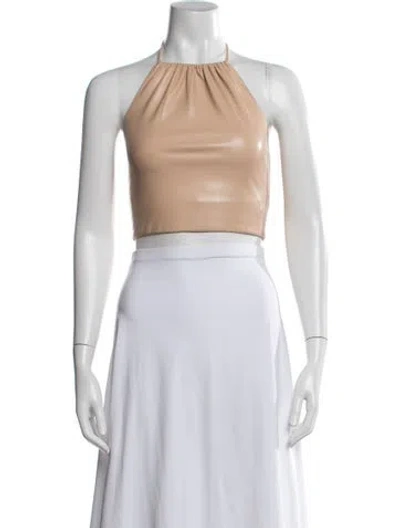 Pre-owned Alice And Olivia Halterneck Sleeveless Crop Top In Neutral