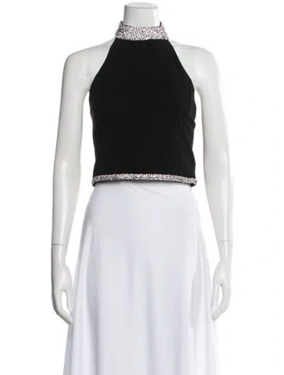 Pre-owned Alice And Olivia Halterneck Sleeveless Crop Top W/ Tags In Black