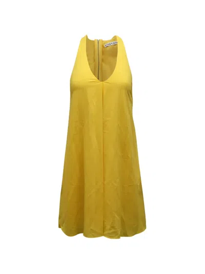 Pre-owned Alice And Olivia Halterneck Zipped Mini Dress In Yellow