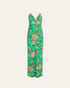 Alice And Olivia Paloma V Nk Cami Maxi Slip Dress Hamptons Floral In Green