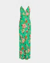 Alice And Olivia Paloma V Nk Cami Maxi Slip Dress Hamptons Floral In Green