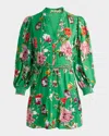 Alice And Olivia Hamptons Floral Antonette Button-front Mini Dress