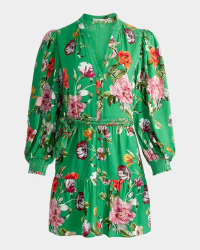Alice And Olivia Hamptons Floral Antonette Button-front Mini Dress