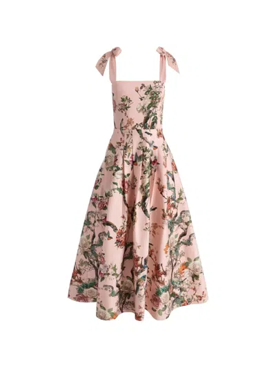 Alice And Olivia Hana Floral-pattern Midi Dress In Pink