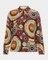 Alice And Olivia Hands Of Time Willa Placket Top In Black