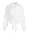 Alice And Olivia Hannon Tie Front Button Down In White