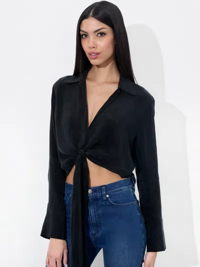 ALICE AND OLIVIA HANNON TIE FRONT BLOUSE