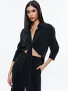 Alice And Olivia Hannon Tie Front Button Down In Black