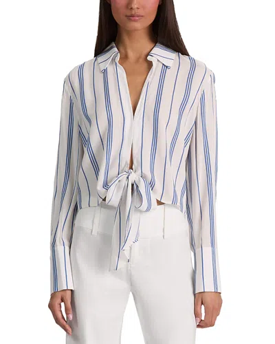 Alice And Olivia Hannon Tie Front Shirt In Blue