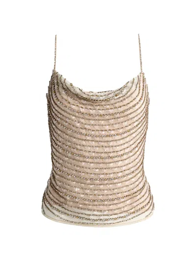 Alice And Olivia Drapiertes Harmon Tanktop Mit Kristallen In Neutral