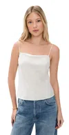 Alice And Olivia Harmon Drapey Slip Tank Off White In White
