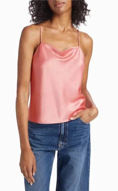 Alice And Olivia Harmon Drapey Slip Tank Top In Burnt Rose In Pink