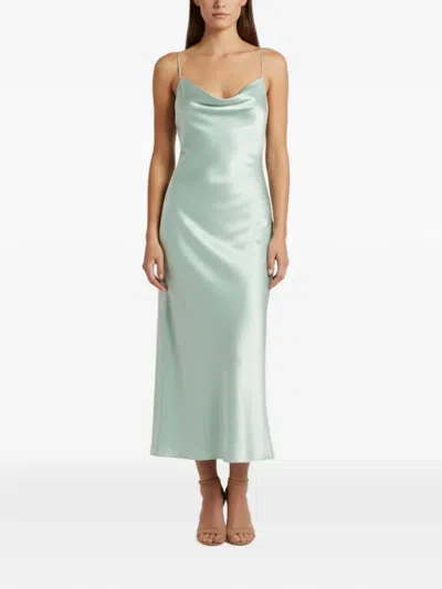 Pre-owned Alice And Olivia Harmony Draped Maxi Dress In Green