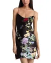 Alice And Olivia Harmony Floral Cowlneck Mini Dress In Black