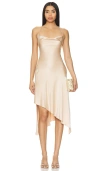 Alice And Olivia Asymmetric Midi Dress In 杏色