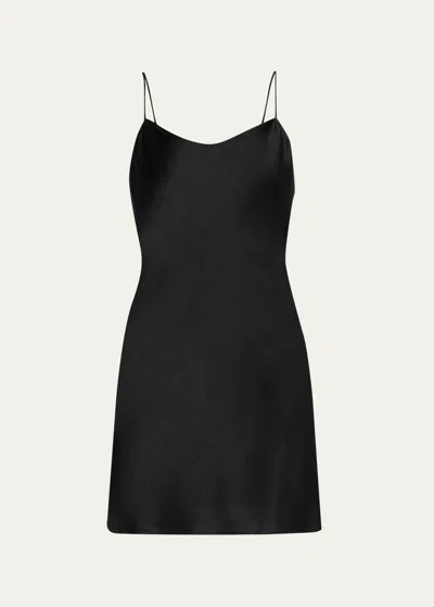 Alice And Olivia Harmony Satin-crepe Mini Dress In Black