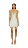 Alice And Olivia Harmony Cowl Back Mini Slip Dress Green Tea In Green