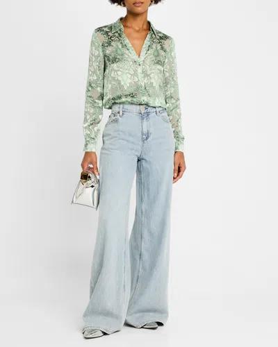 Alice And Olivia Harper Mid Rise Super Baggy Jean In Light Blue